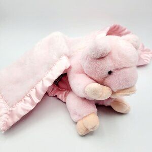 My Banky Petunia the Pig Lovey Security Blanket Pink Plush 3D Farm Animal 14"